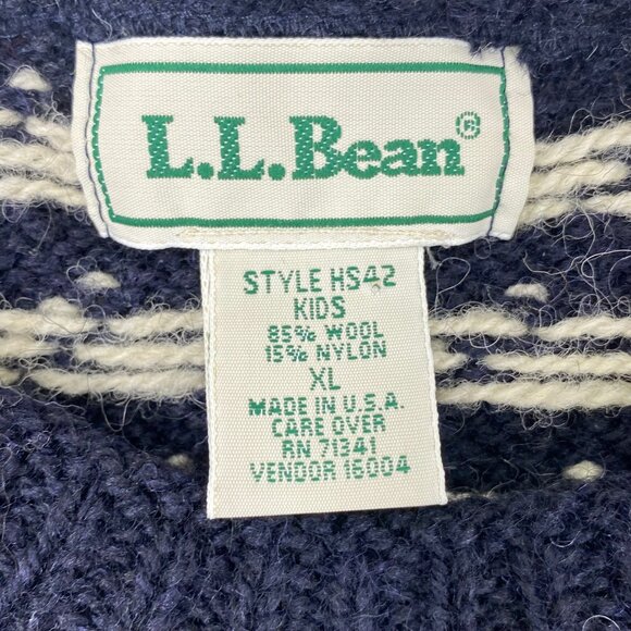 VTG LL Bean Sweater | Blue Wool Blend | Made in USA | Cabin Apres Ski READ - Picture 2 of 9